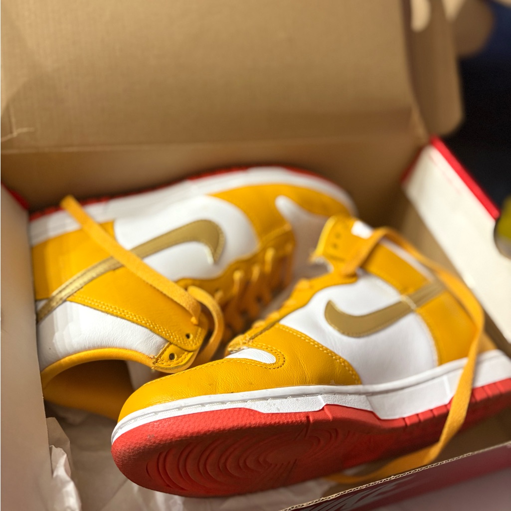 Nike Kids Yellow, White, And Red Sneakers